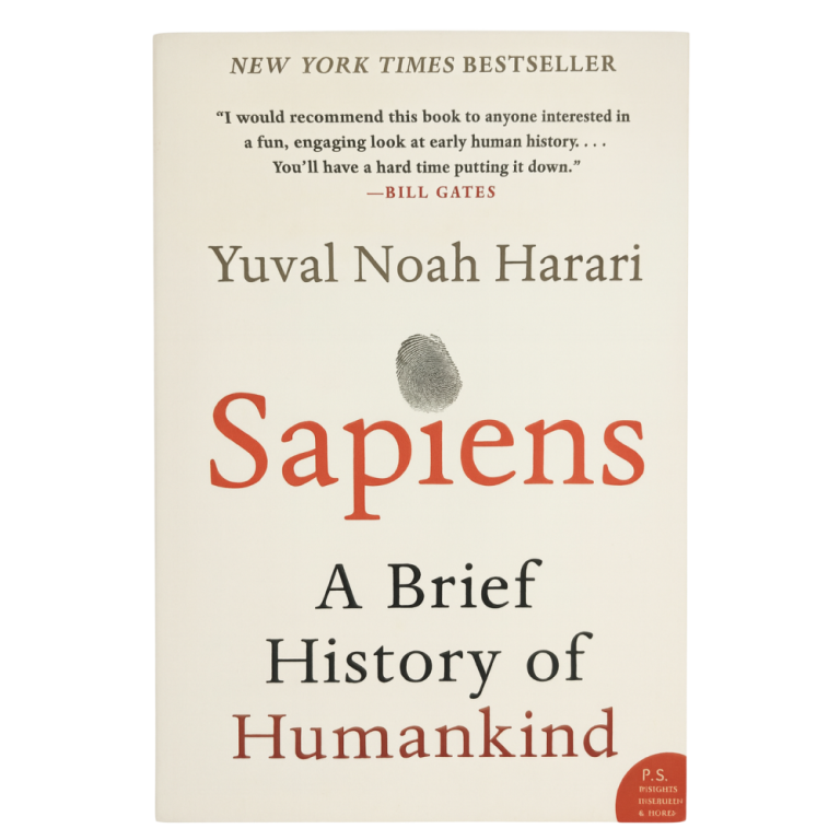 Coberta del llibre "Sapiens: A Brief History of Humankind" de Yuval Noah Harari, edició en anglès.
